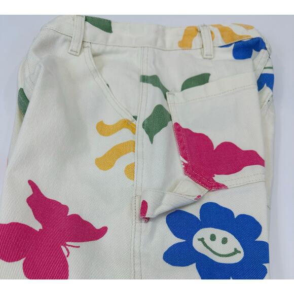 PacSun High Rise Wide Leg Carpenter Sz 27 Multicolor Floral & Butterfly Print - Picture 5 of 12